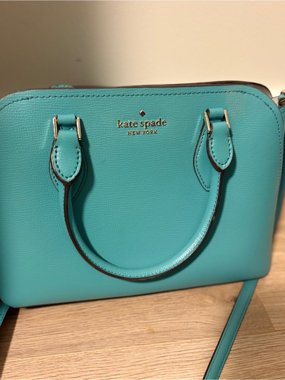 kate spade Turquoise Dome Satchel with Gold Hardware